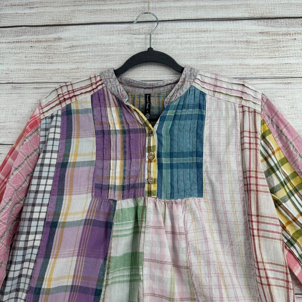 Sacred Threads Patchwork Pleated Blouse Womens La… - image 3